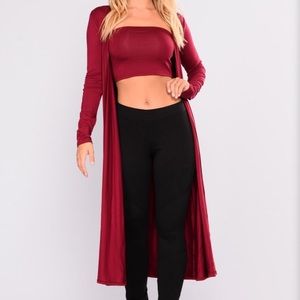 Long burgundy cardigan